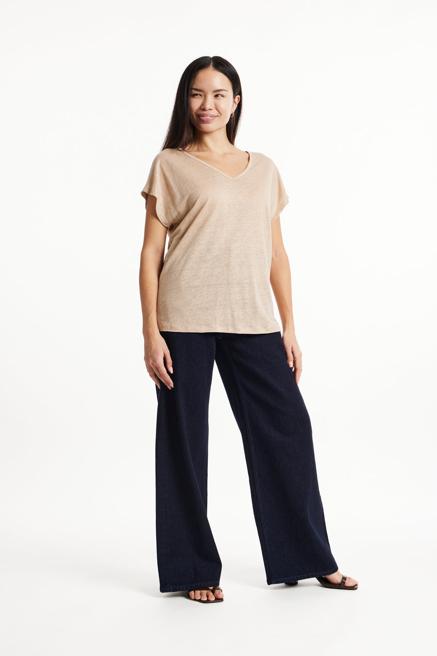 People Tree Fair Trade, Ethical & Sustainable Amity Linen Tee in Sand 100% organic certified linen