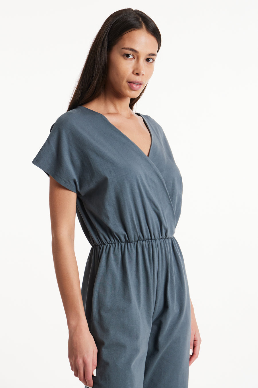 People Tree Fair Trade, Ethical & Sustainable Evelyn Jumpsuit in Dark grey 95% organic certified cotton, 5% elastane