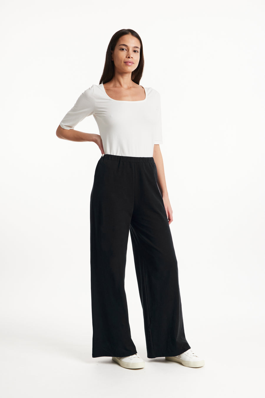 People Tree Fair Trade, Ethical & Sustainable Jacinta trousers in Black 95% organic certified cotton, 5% elastane