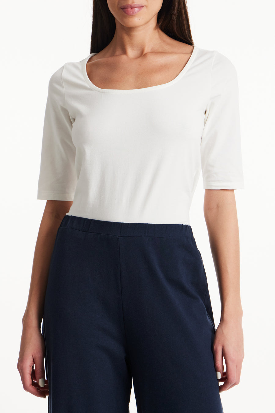 People Tree Fair Trade, Ethical & Sustainable Jacinta trousers in Navy 95% organic certified cotton, 5% elastane