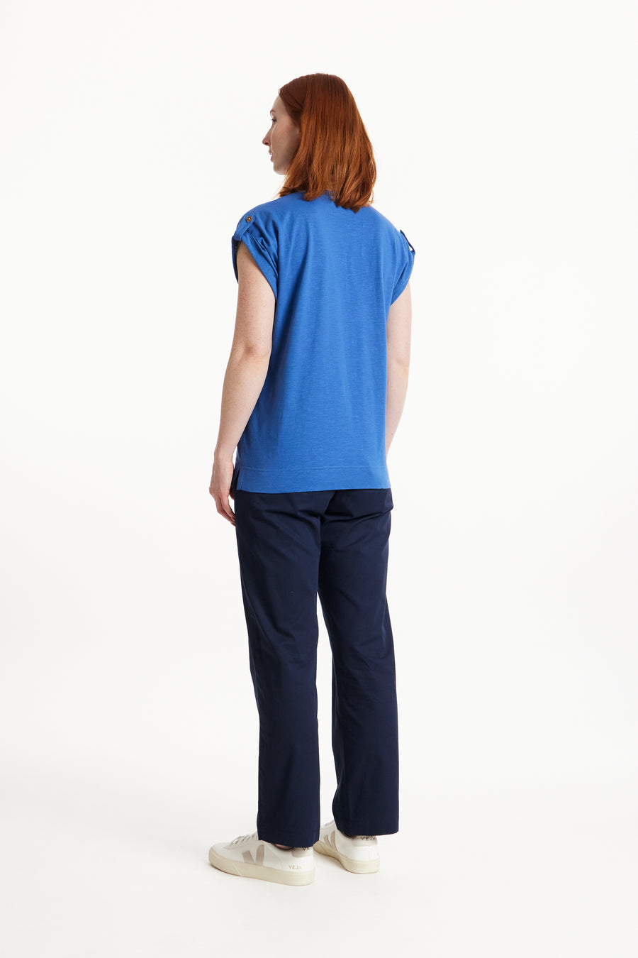People Tree Fair Trade, Ethical & Sustainable Jayne Slub Tee in Blue 100% organic certified cotton