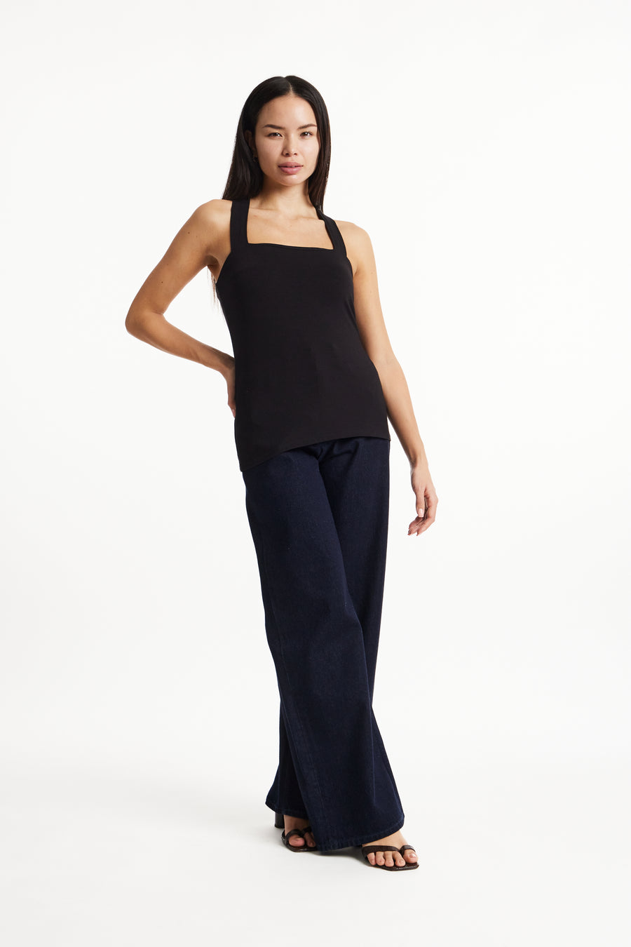 People Tree Fair Trade, Ethical & Sustainable Kenzie Top in Black GOTS-Certified Organic Cotton 95% organic certified cotton, 5% elastane