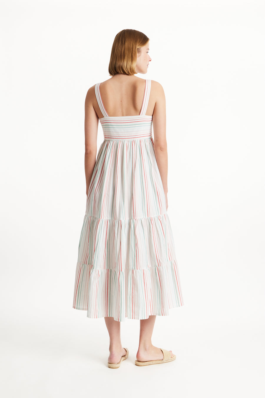 People Tree Fair Trade, Ethical & Sustainable Lea Striped Dress in Multi coloured 100% Organic Cotton