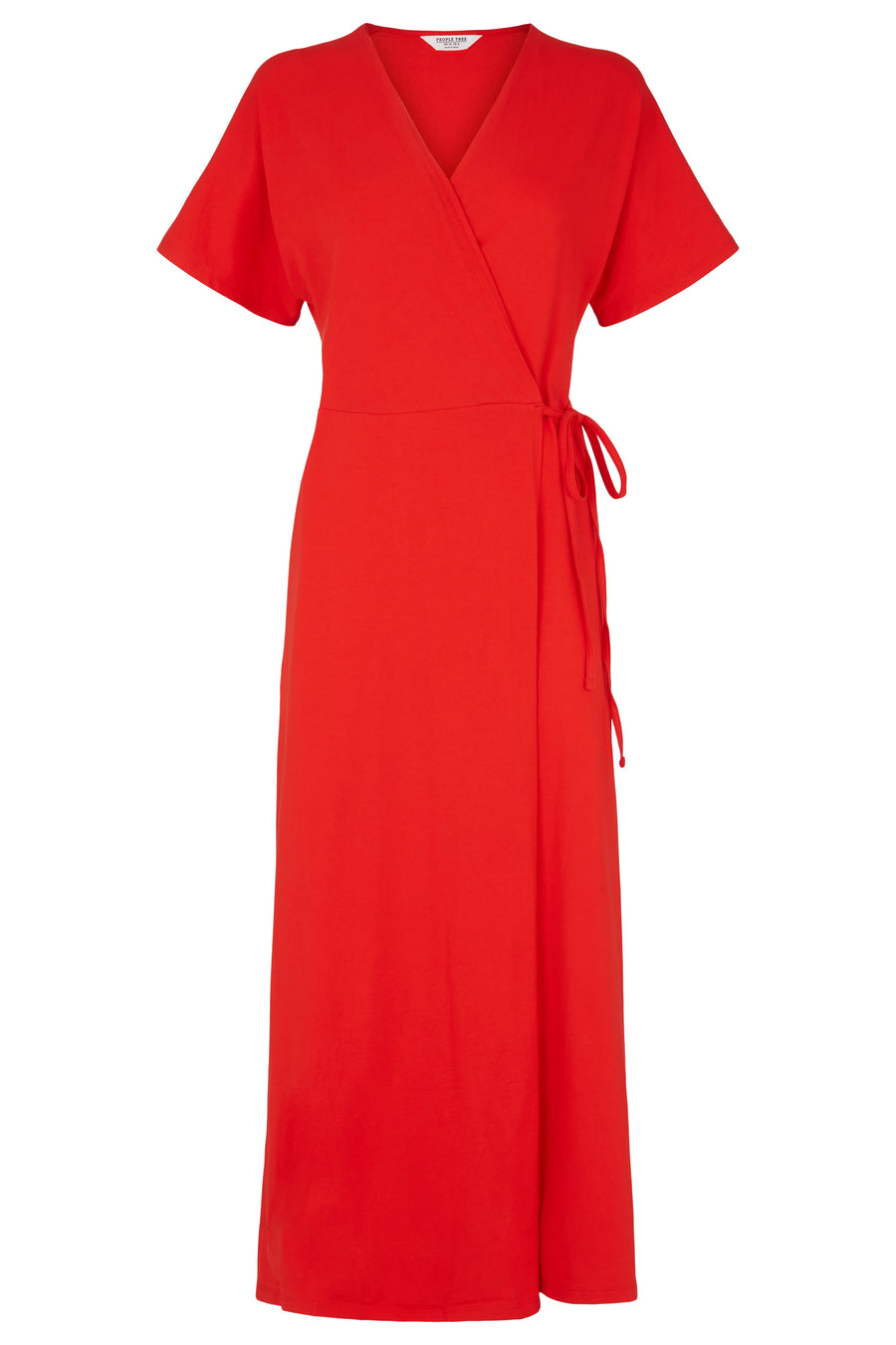 People Tree Fair Trade, Ethical & Sustainable Leora Wrap Dress in Red 95% organic certified cotton, 5% elastane