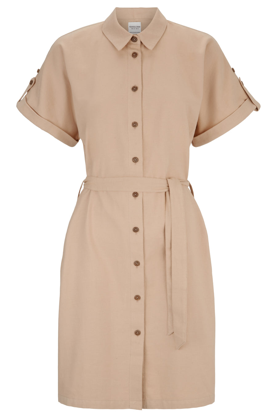 People Tree Fair Trade, Ethical & Sustainable Mattie Dress in Sand 100% Organic Cotton