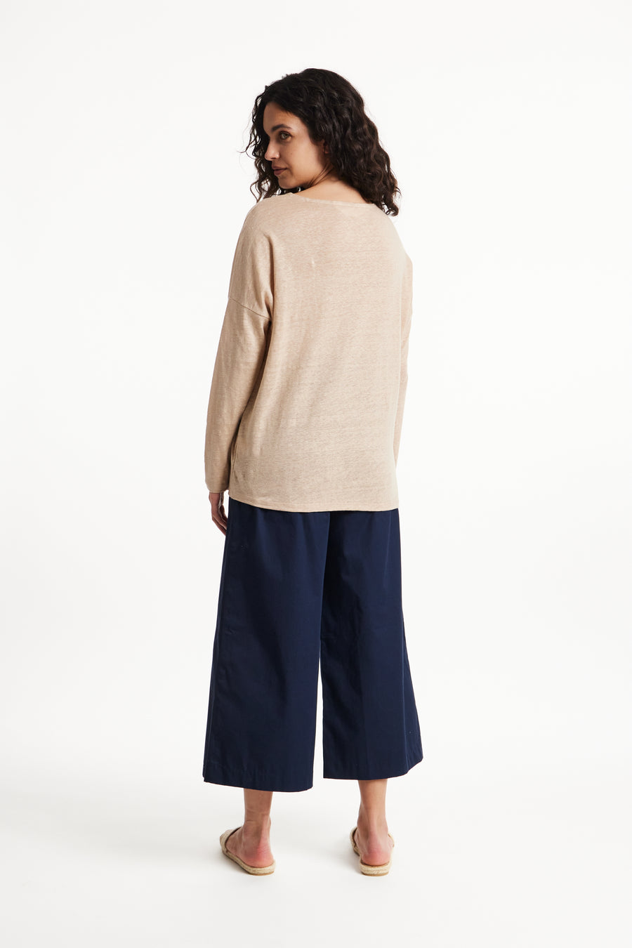 People Tree Fair Trade, Ethical & Sustainable Nerissa Linen Top in Sand 100% organic certified linen