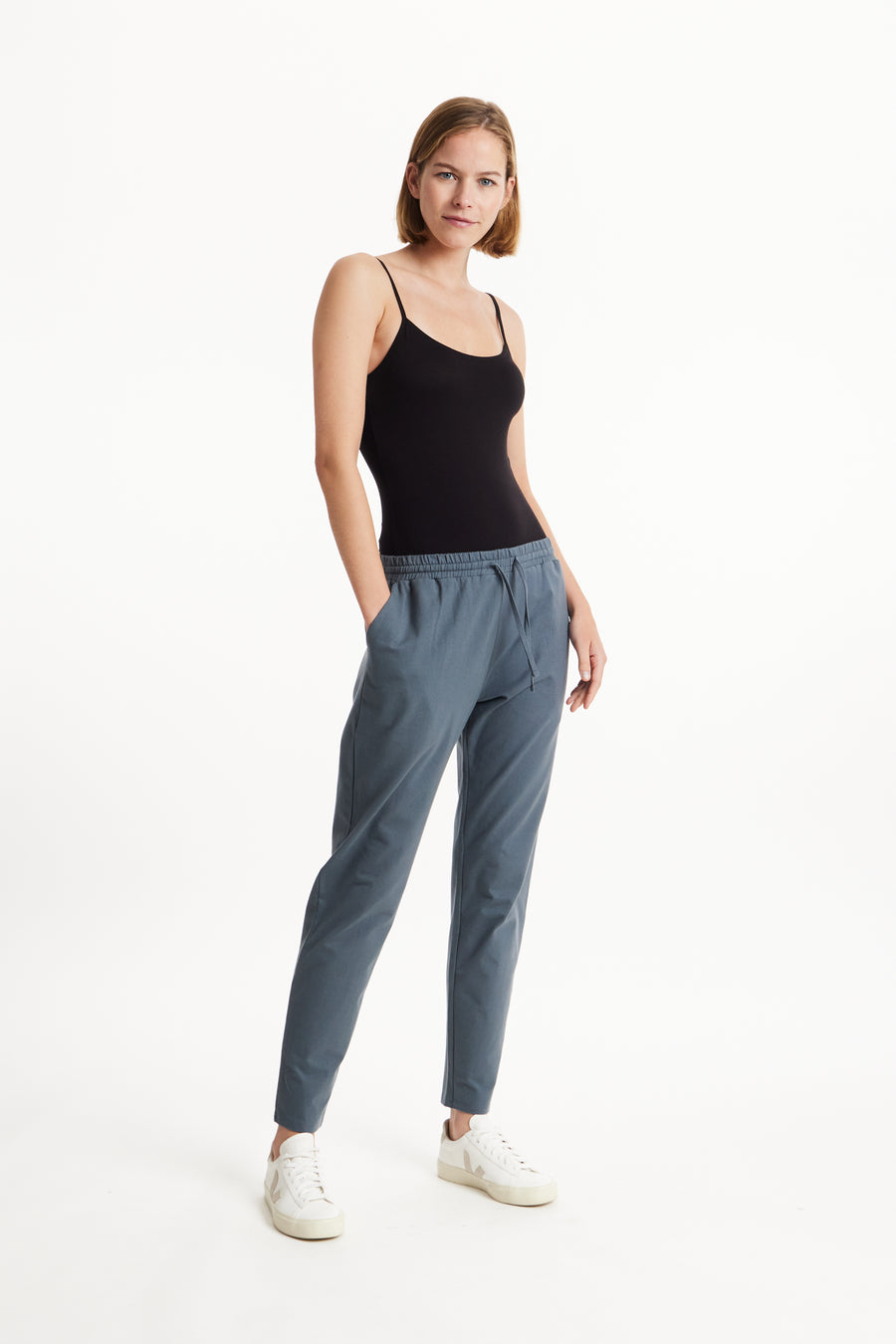 People Tree Fair Trade, Ethical & Sustainable Sasha Trousers in Dark grey 95% organic certified cotton, 5% elastane