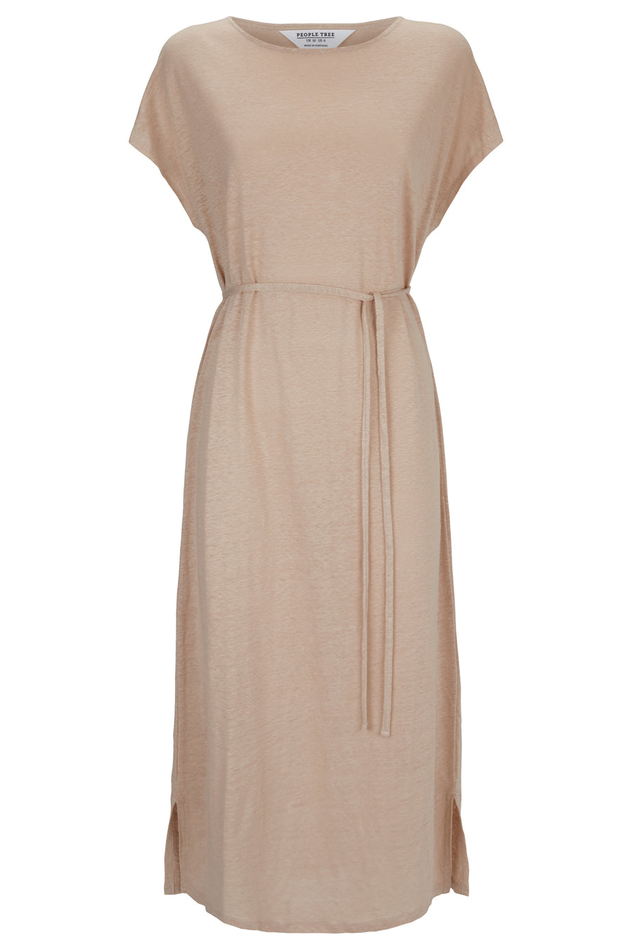 People Tree Fair Trade, Ethical & Sustainable Silvia Linen Dress in Sand 100% organic certified linen
