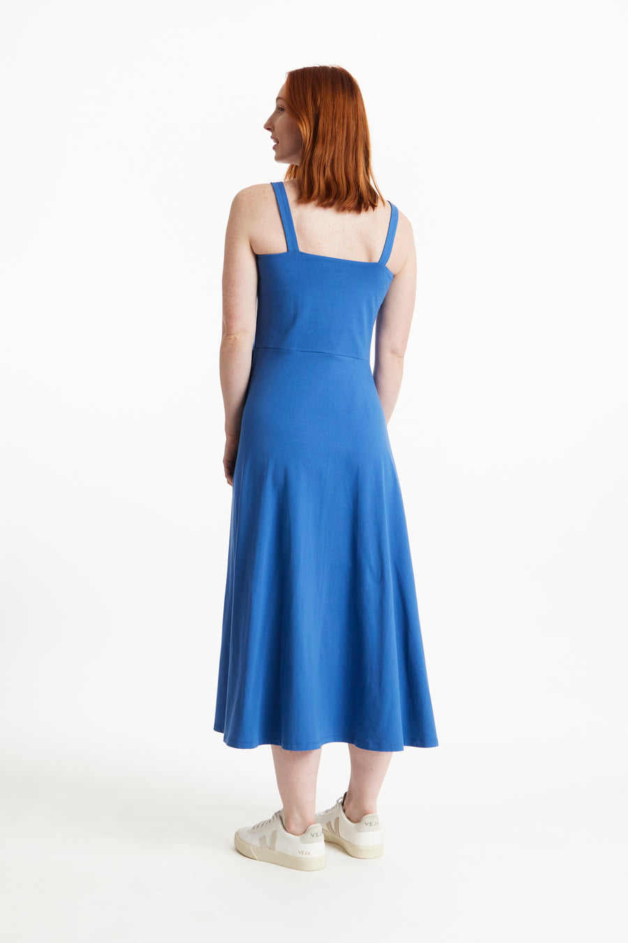 People Tree Fair Trade, Ethical & Sustainable Tyra Dress in Blue 95% organic certified cotton, 5% elastane