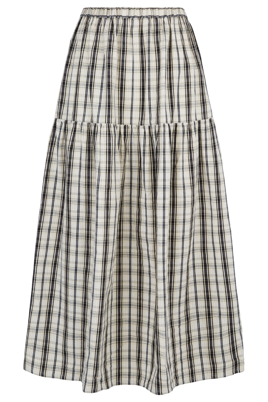 People Tree Fair Trade, Ethical & Sustainable Ulla Checked Skirt in Black check 100% Organic Cotton