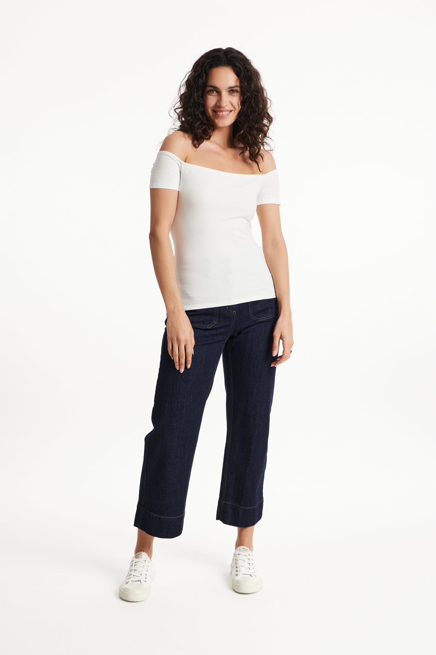 People Tree Fair Trade, Ethical & Sustainable Uma Top in Eco white 95% organic certified cotton, 5% elastane