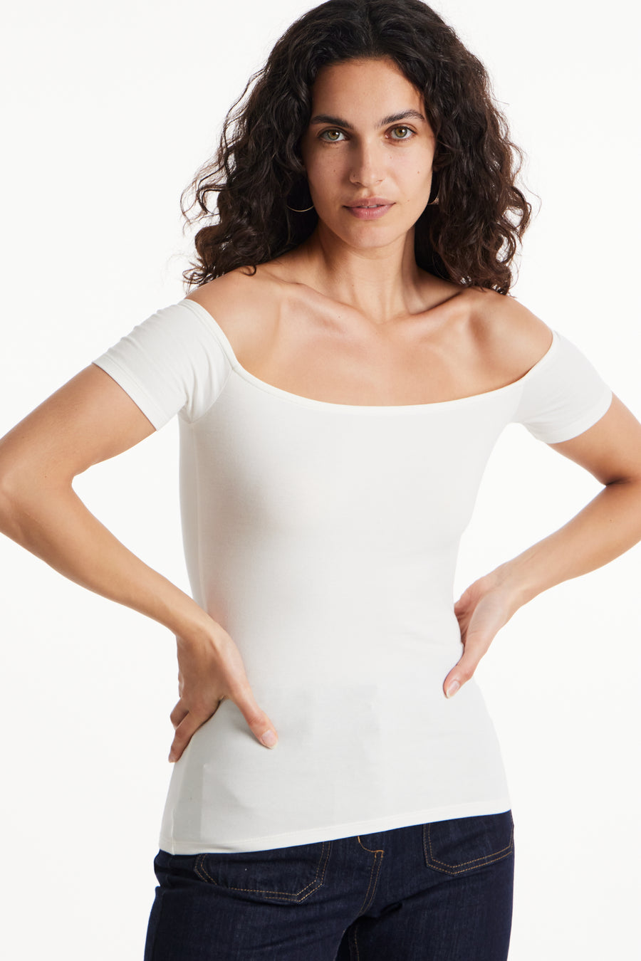 People Tree Fair Trade, Ethical & Sustainable Uma Top in Eco white 95% organic certified cotton, 5% elastane